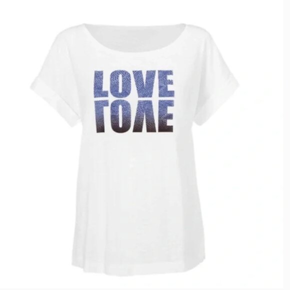 Cabi Love Tee T-shirt #5924 White Navy Blue Sz S - Picture 1 of 13